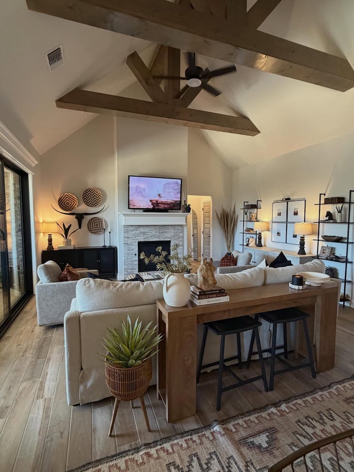 Vaulted ceiling living room
