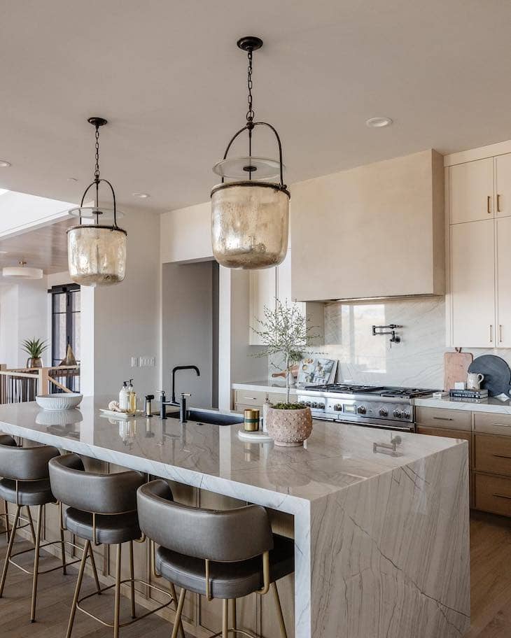 waterfall kitchen island