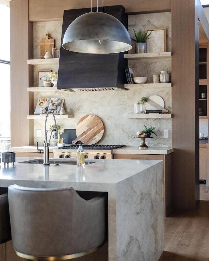 waterfall kitchen island