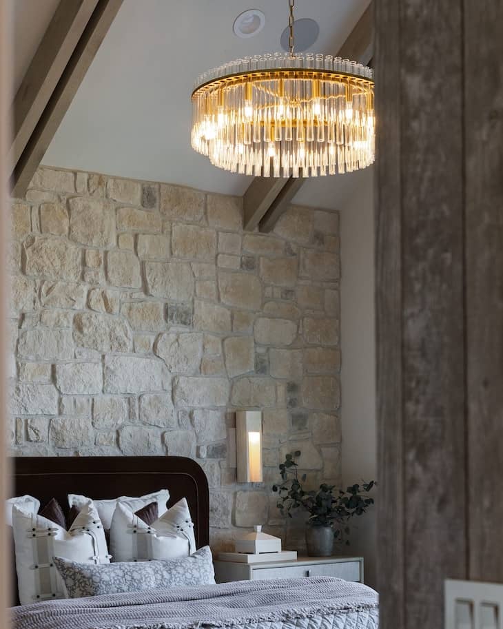 bedroom accent stone wall