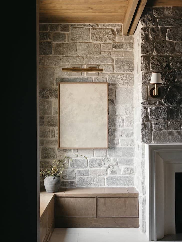 Living room stone wall